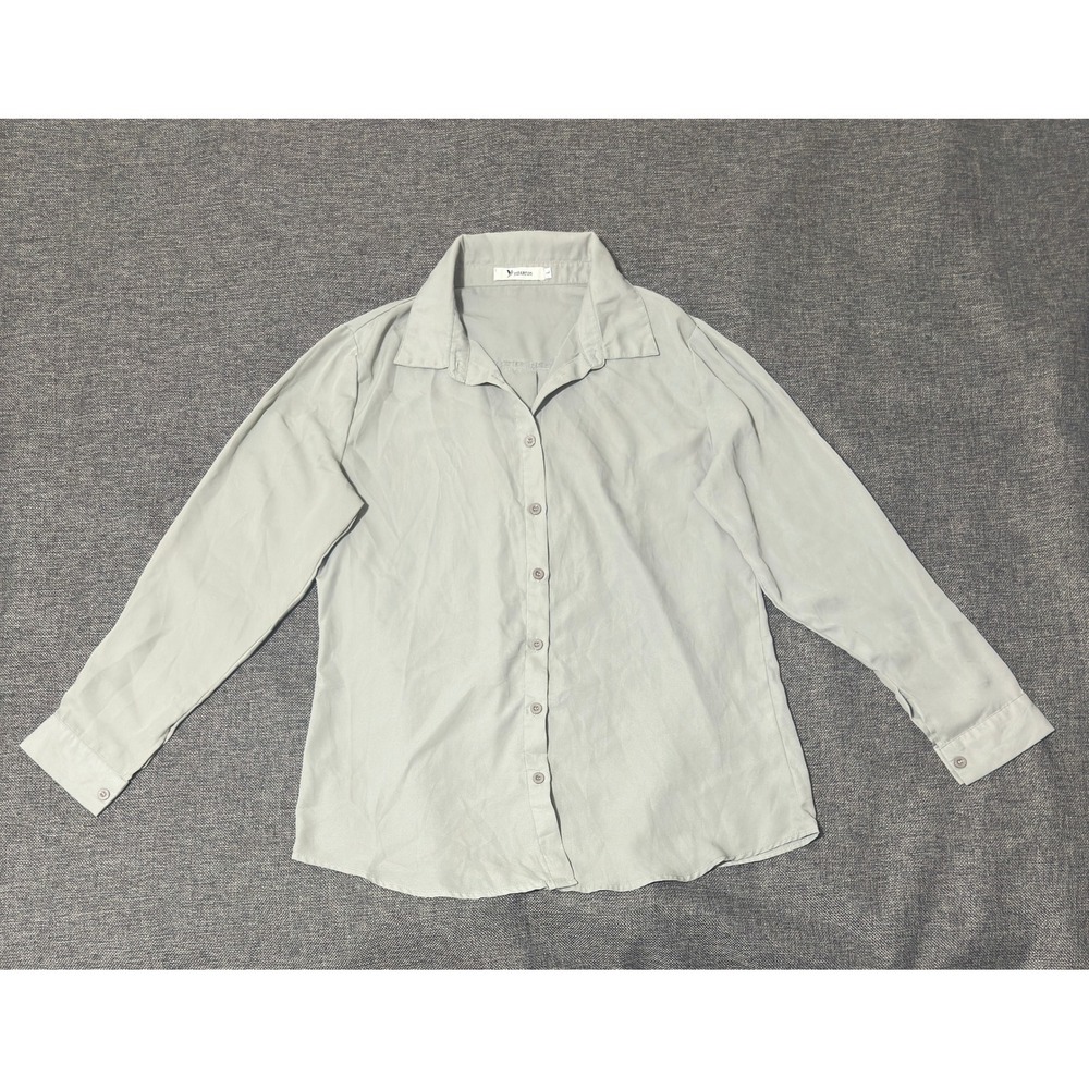 Yidarton Women's Large Button Up Shirt Sage Green Long Sleeve Casual